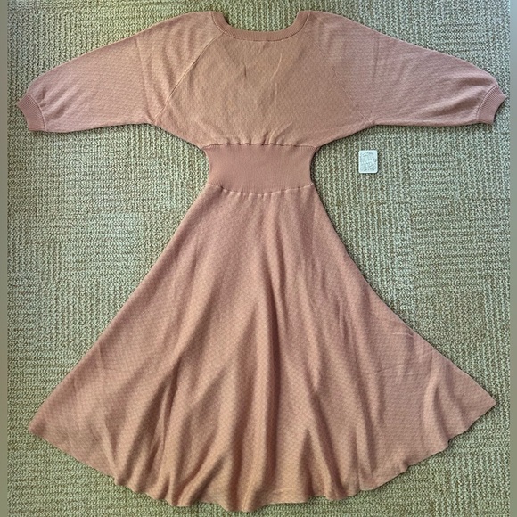 NWT Free People Begin Again Midi Sweater Dress in Peach/Pink/Mink Combo - Small - Picture 6 of 14